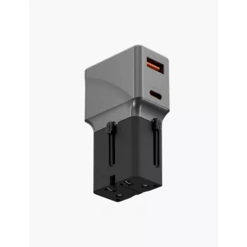 ENERGEA TravelWorld 1A1C 25W Universal Travel Adapter Gunmetal