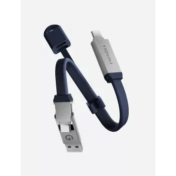 ENERGEA Sheath Key 2-in-1 USB-C to USB-C/USB-A Cable 15cm Blue 60W 480Mbps
