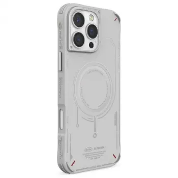 SKINARMA Mecha Case for iPhone 16 Pro 6.3 inch, Magnetic Charging, Light Grey