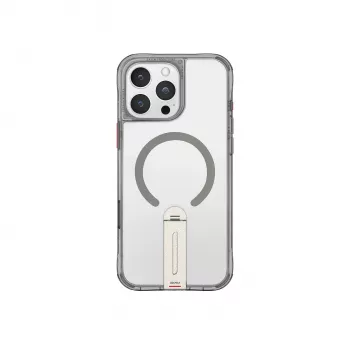 Skinarma Helix Case for iPhone 16 Pro, Magnetic Charging, 360° Rotating Stand, Titanium