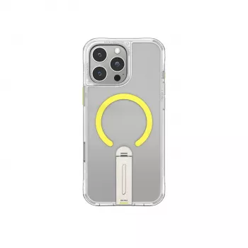 SKINARMA Helix Case for iPhone 16 Pro Max, Magnetic Charging, 360° Rotating Stand, Transparent