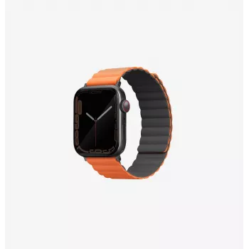 UNIQ Revix Reversible Magnetic Band for Apple Watch Series 1/2/3/4/5/6/7/8/9/SE/SE2/SE3/Ultra/Ultra 2/Ultra 3 42/44/45/49mm - Grey/Orange