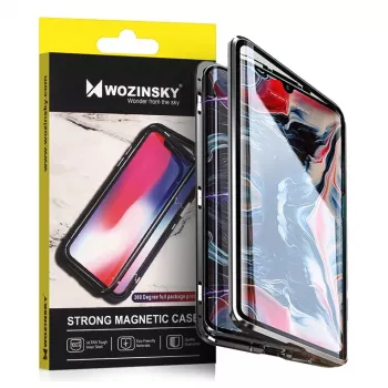 Wozinsky Full Magnetic Case 360 Front & Back Protection with Built-in Glass for Samsung Galaxy A72 4G Black-Transparent