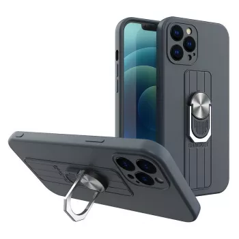 HURTEL Ring Case Silicone Cover with Finger Holder and Stand for Xiaomi Poco X4 Pro 5G Blue