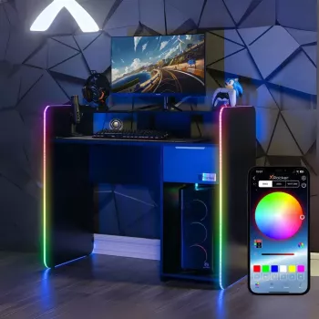 X Rocker 2023269 Gaming Desk with LED, Black