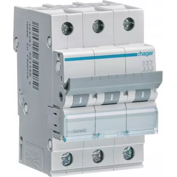 Hager MBN320E MCB 3-Pole 20A Tripping Characteristic B 6kA Miniature Circuit Breaker