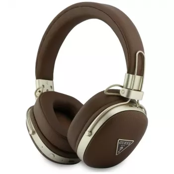 Guess GUE005460 Bluetooth On-Ear Headphones with ENC, Brown, Metal-Textured Triangle Logo