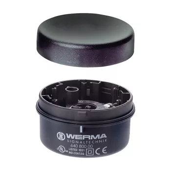 WERMA Signaltechnik KombiSIGN 71 Continuous Light Element, Black Housing, Clear Lens, Polycarbonate, IP65, 70 mm Diameter, 66 mm Height, E14 Socket, max. 7 W, 640.800.00