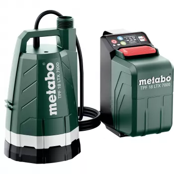 Metabo TPF 18 LTX 7000 Cordless Submersible Pump 7000 l/h 9 m Head 18 V IPX8 (Black/Green, without Battery and Charger)