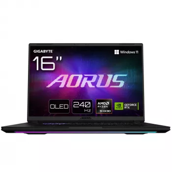 GIGABYTE AORUS MASTER 16 6YJM5DEE65SP Laptop, 16 inch WQXGA OLED 240Hz, AMD Ryzen 9 9955HX3D, 32GB DDR5, 2TB SSD, GeForce RTX 5080 16GB, Windows 11 Pro, German Keyboard
