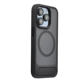 Evelatus Apple iPhone 16 Pro Rubber Coated MagSafe Case with Stand, Black