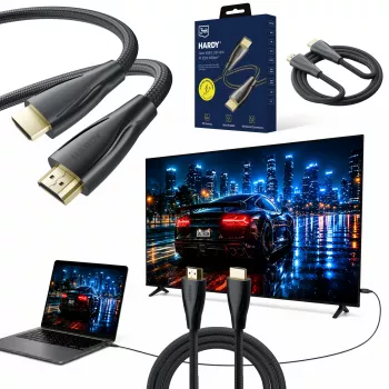 3MK PROTECTION Hardy HDMI 2.1 Ultra High Speed Cable 1.5m 48Gbps 8K60Hz 4K120Hz eARC VRR ALLM Black