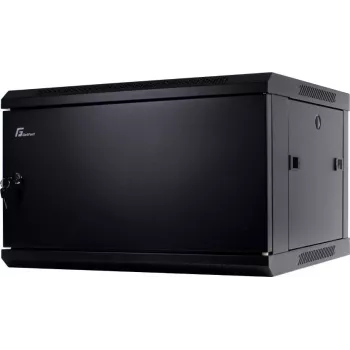 GETFORT 19 inch CALI 6U 600x450 wall cabinet with solid steel door - Black (RAL 9004)