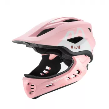 ROCKBROS TT-32002 Rabbit Children's Convertible Helmet with Removable Chin Guard, Size M (54-58 cm), Pink