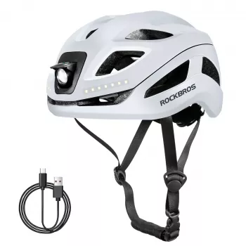 ROCKBROS ZK-077 Smart Bike Helmet with Integrated Multidirectional LED Lighting, 57-61 cm, White