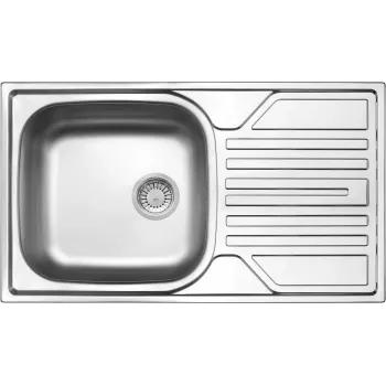 DEANTE 1-Bowl Stainless Steel Sink with Drainer - 3.5 inch Waste