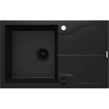DEANTE 1-Bowl Granite Sink with Drainer - Flush-Mounted, Graphite, 780x500 mm