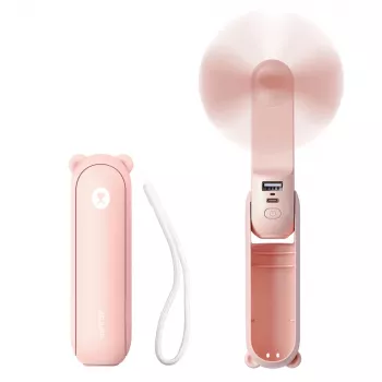 Jisulife Life8 Handheld Fan Portable USB Fan with Power Bank 2000mAh and Torch - Pink