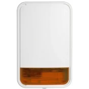 DSC PowerG Wireless Outdoor Siren with Strobe Light, 868 MHz, 110 dB, Battery-Powered, White/Red