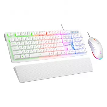 Rampage Fortuna Wired Keyboard and Mouse Set White