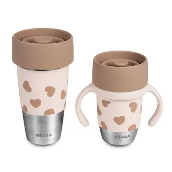 Beaba Mini & Me BigLove stainless steel cup set for mother and child 360° training cup 2-Piece