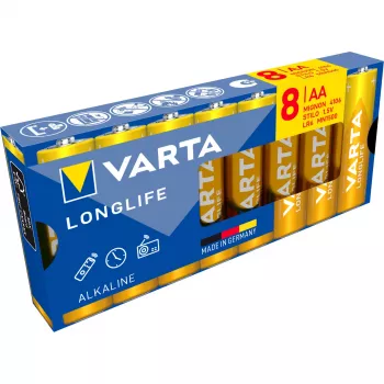 VARTA Longlife Power AA LR6 Mignon Alkaline Batteries, 8-Pack Blister