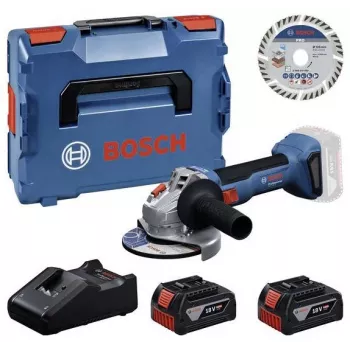 Bosch Professional GWS 18V-11 S Cordless Angle Grinder Set with 2x 4.0Ah Batteries, Charger and L-BOXX