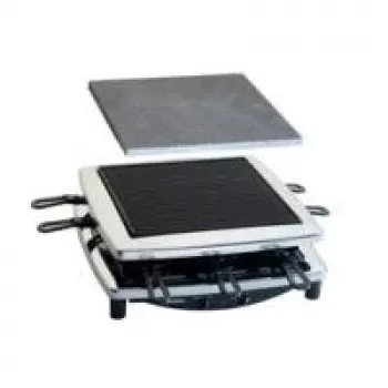 Steba RC 3 Plus Chrome Raclette Grill with Natural Stone Plate - 8 People, 1400W, Chrome