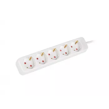Lanberg PS0-05F-0150-W 5-Way Schuko Power Strip 1.5m White Full Copper