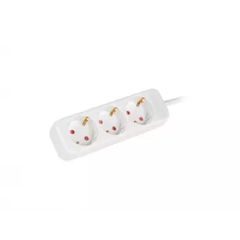 Lanberg PS0-03F-0150-W 3-Way Schuko Power Strip, 1.5m Cable, White