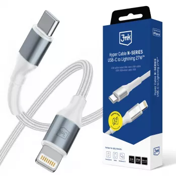 3mk Hyper Cable N-SERIES USB-C to Lightning 3m PD 3.0 9V/3A 27W White