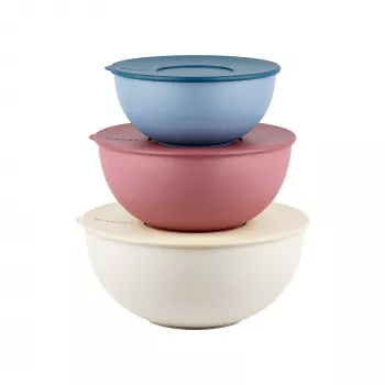 Guzzini EVERYWHERE BIO Set of 3 Bowls with Lids, Assorted Colours