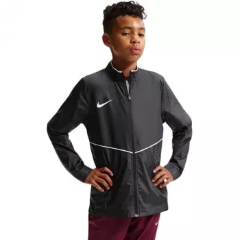 Nike Park 26 Rain Kids' Water-Repellent Jacket with Full-Length Zip and Hood - Black, Size L