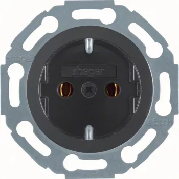 Hager WTS1100BG Witty SCHUKO socket with push-in terminals, glass frame, glossy black
