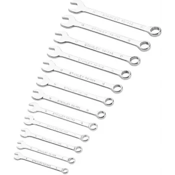 STANLEY ST-STMT82843-0 12-piece combination spanner set 8-19 mm, chrome vanadium steel, high-gloss polished, OGV 12-point ring end