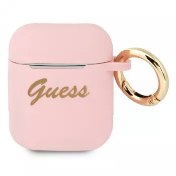 GUESS GUA2SSSI AirPods 1/2 case pink silicone Vintage Script