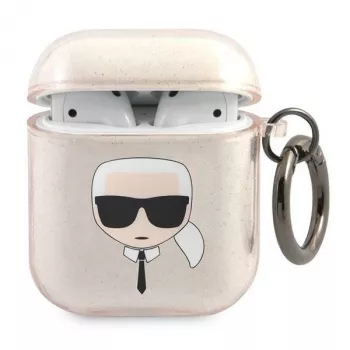 Karl Lagerfeld KLA2UKHGD AirPods 1/2 Case Gold Glitter Karl Head