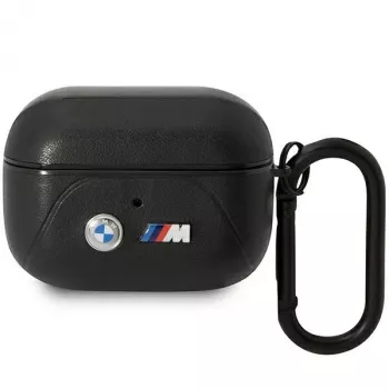 BMW AirPods Pro Leather Case with Curved Line Design - Black