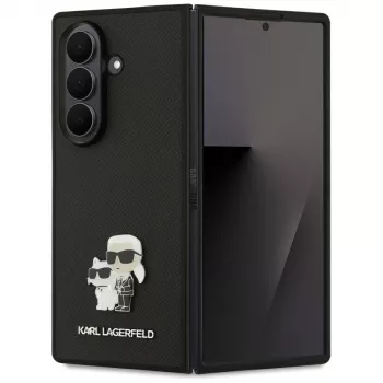 Karl Lagerfeld Saffiano Karl & Choupette Pin Case for Samsung Galaxy Z Fold7 - Black