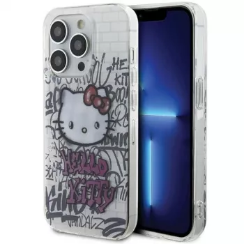 Hello Kitty HKHCP14LHDGPHT iPhone 14 Pro Hard Case IML Kitty On Bricks Graffiti - White
