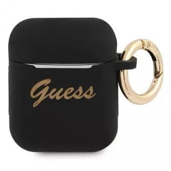 Guess GUA2SSSK AirPods 1/2 Case Black Silicone Vintage Script