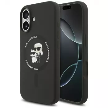 Karl Lagerfeld Silicone Karl & Choupette Ring MagSafe Case for iPhone 17 - Black