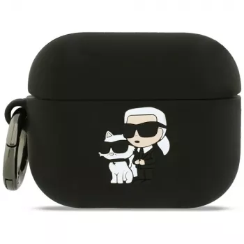 Karl Lagerfeld Silicone Karl & Choupette Head 3D Case for AirPods Pro 3, Black