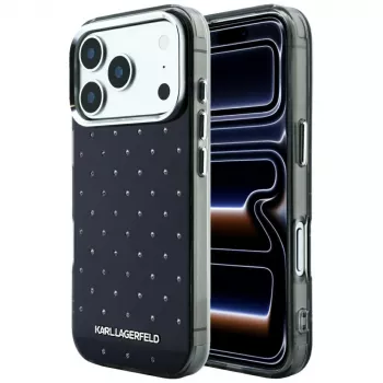 Karl Lagerfeld IML Rhinestones Allover and Electroplated Logo Case for iPhone 18 Pro / 17 Pro - Black