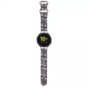 Hello Kitty Universal Silicone Strap for Smartwatches HKUWMSDIESK Heads & Stripes Black 20mm