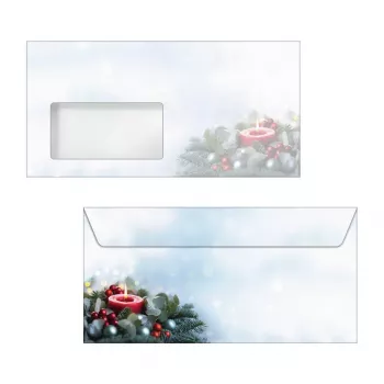 Sigel 50 Christmas Envelopes Candlelight Cheer DL with Self-Adhesive Closure