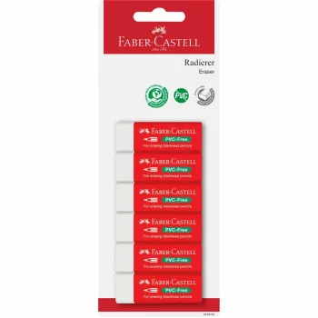 Faber-Castell PVC-Free Eraser 7095-20, 6-Pack, White