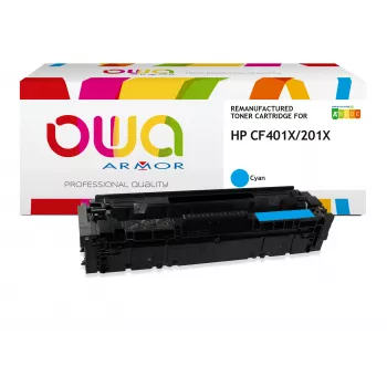 ARMOR OWA Remanufactured Cyan Toner Cartridge for HP CF401X (201X) – High Yield 2,300 Pages