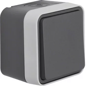 Hager WNC010 Surface-Mounted Intermediate Switch, W.1 Series, IP55, Grey