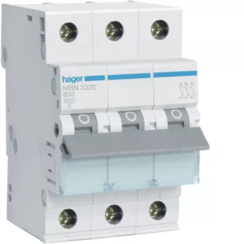 Hager MBN332E Miniature Circuit Breaker, 3P, B32, 6 kA